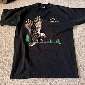 Fruit of the Loom Black Eagle Graphic Tee with Green Accents